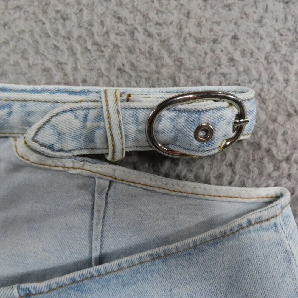 Y2K Cutout Waist Denim‎ Mini Skirt Light Wash High Waist Trendy We Wore What XL - Picture 4 of 10